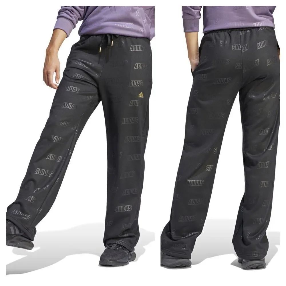 NWT ADIDAS Embossed Monogram Wide Leg Jogging Pants Regular Fit